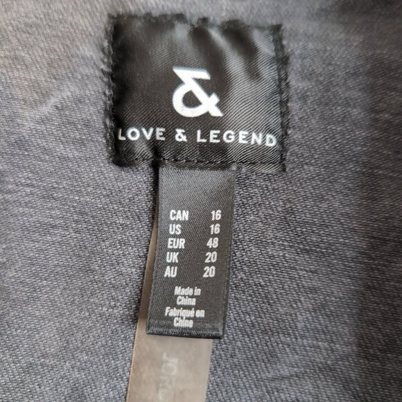 Love & Legend Black Denim Jacket w/ Graffiti Gothic Punk, Size 16 - Picture 4 of 7